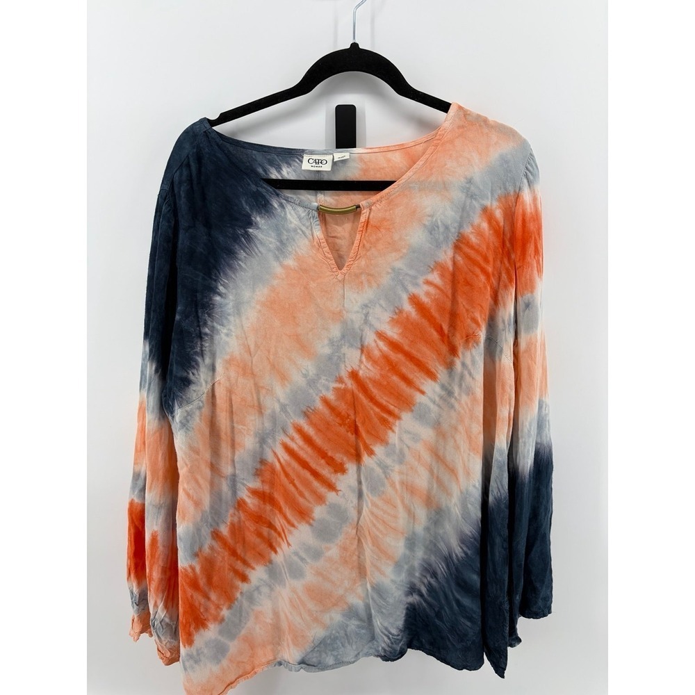 Cato Long Sleeve Blouse, Tie-Dye Pattern, V-neckline, Women's Size 18/20W
